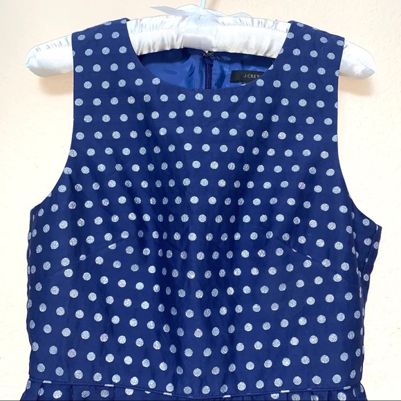 J. Crew Blue Silver Dot Silk Sleeveless Dress NWT - Picture 6 of 16